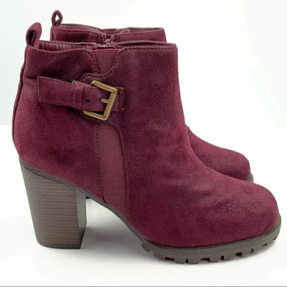 Sugar Foley ankle booties size 9.5 maroon chunky - Picture 1 of 11